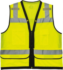 Ergodyne - Size S/M High Visibility Lime Mesh Surveyor's Vest - 36 to 44" Chest, ANSI 107-2015 Type R Class 2, Zipper Closure, 7 Pockets, Polyester - Exact Tooling