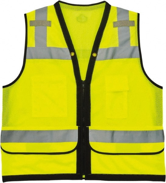 Ergodyne - Size L/XL High Visibility Lime Mesh Surveyor's Vest - 44 to 52" Chest, ANSI 107-2015 Type R Class 2, Zipper Closure, 7 Pockets, Polyester - Exact Tooling