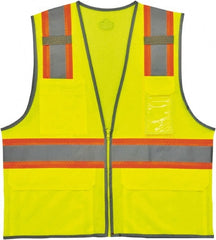 Ergodyne - Size 2X/3XL High Visibility Lime Mesh Surveyor's Vest - 52 to 58" Chest, ANSI 107-2015 Type R Class 2, Zipper Closure, 6 Pockets, Polyester - Exact Tooling
