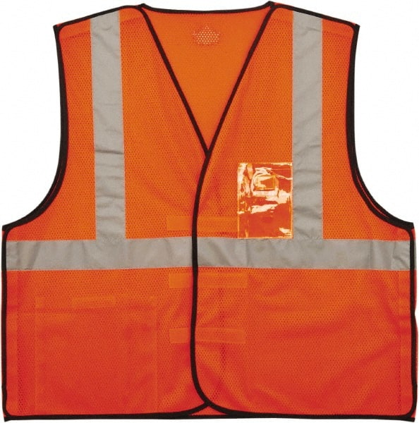 Ergodyne - Size 4X/5XL High Visibility Orange Mesh Breakaway Vest - 58 to 64" Chest, ANSI 107-2015 Type R Class 2, Hook & Loop Closure, 2 Pockets, Polyester - Exact Tooling