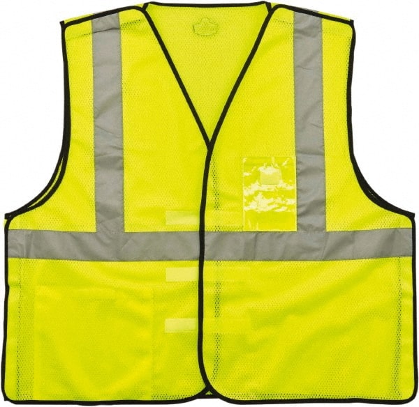 Ergodyne - Size 4X/5XL High Visibility Lime Mesh Breakaway Vest - 58 to 64" Chest, ANSI 107-2015 Type R Class 2, Hook & Loop Closure, 2 Pockets, Polyester - Exact Tooling