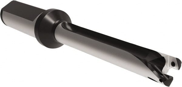 Allied Machine and Engineering - Series 13, 13 to 13.99mm Diam, 3/4" Diam Straight Shank with Flange, Straight Flute Spade Drill - 3-55/64" Max Depth, 4.921" Body Length, 7" OAL, Standard Length, Through Coolant - Exact Tooling