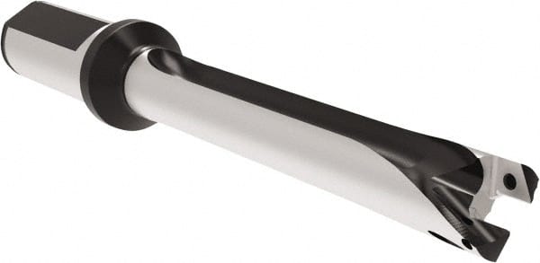 Allied Machine and Engineering - Series 20, 20 to 21.99mm Diam, 25mm Diam Straight Shank with Flange, Straight Flute Spade Drill - 153.9mm Max Depth, 246.9mm OAL, Standard Length, Through Coolant - Exact Tooling