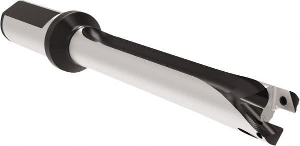 Allied Machine and Engineering - Series 20, 20 to 21.99mm Diam, 1" Diam Straight Shank with Flange, Straight Flute Spade Drill - 6-1/16" Max Depth, 7.365" Body Length, 9.8" OAL, Standard Length, Through Coolant - Exact Tooling