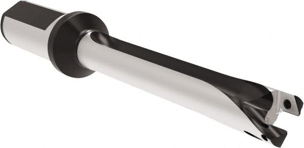 Allied Machine and Engineering - Series 18, 18 to 19.99mm Diam, 25mm Diam Straight Shank with Flange, Straight Flute Spade Drill - 139.9mm Max Depth, 232.8mm OAL, Standard Length, Through Coolant - Exact Tooling