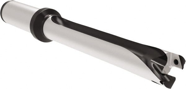 Allied Machine and Engineering - Series 17, 17 to 17.99mm Diam, 20mm Diam Straight Shank with Flange, Straight Flute Spade Drill - 125.9mm Max Depth, 208.9mm OAL, Standard Length, Through Coolant - Exact Tooling