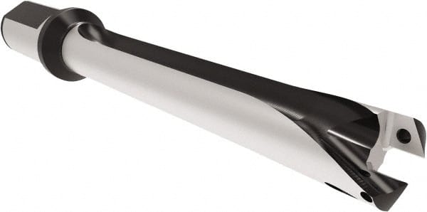 Allied Machine and Engineering - Series 26, 26 to 28.99mm Diam, 32mm Diam Straight Shank with Flange, Straight Flute Spade Drill - 202.9mm Max Depth, 307.4mm OAL, Standard Length, Through Coolant - Exact Tooling