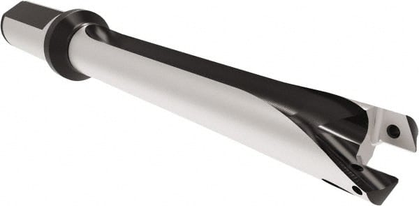 Allied Machine and Engineering - Series 22, 22 to 23.99mm Diam, 1" Diam Straight Shank with Flange, Straight Flute Spade Drill - 9-7/16" Max Depth, 13-5/32" OAL, Long Length, Through Coolant - Exact Tooling