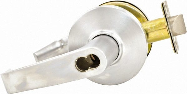 Stanley - Grade 1 Storeroom Lever Lockset for 1-3/4 to 2-1/4" Thick Doors - 2-3/4" Back Set, Small Format I/C Less Cylinder, Zinc Alloy with Brass Trim, Satin Chrome Finish - Exact Tooling