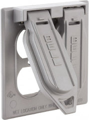 Hubbell-Raco - 2 Outlet, Powder Coat Finish, Rectangle Weather Resistant Box Cover - 1" Long x 4-17/32" Wide x 4-17/32" High, Wet Location, Aluminum, UL Listed - Exact Tooling