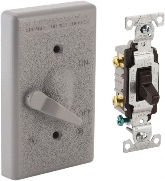 Hubbell-Raco - 1 Outlet, Powder Coat Finish, Rectangle Weather Resistant Box Cover - 0.859" Long x 2.828" Wide x 4.609" High, Wet Location, Aluminum, CSA Certified & UL Listed - Exact Tooling