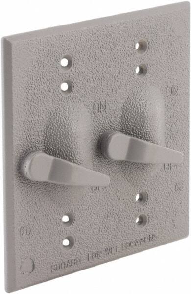 Hubbell-Raco - 2 Outlet, Powder Coat Finish, Rectangle Weather Resistant Box Cover - 0.859" Long x 4-17/32" Wide x 4-17/32" High, Wet Location, Aluminum, CSA Certified & UL Listed - Exact Tooling