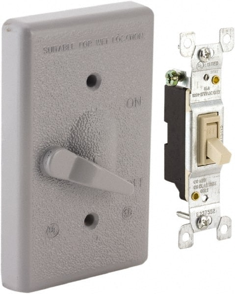 Hubbell-Raco - 1 Outlet, Powder Coat Finish, Rectangle Weather Resistant Box Cover - 0.859" Long x 2.828" Wide x 4.609" High, Wet Location, Aluminum, CSA Certified & UL Listed - Exact Tooling