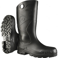 Dunlop Protective Footwear - Men's Size 6 Standard Width Steel Work Boot - Black, PVC Upper, PVC Outsole, 14" High, Waterproof, Pull-On - Exact Tooling