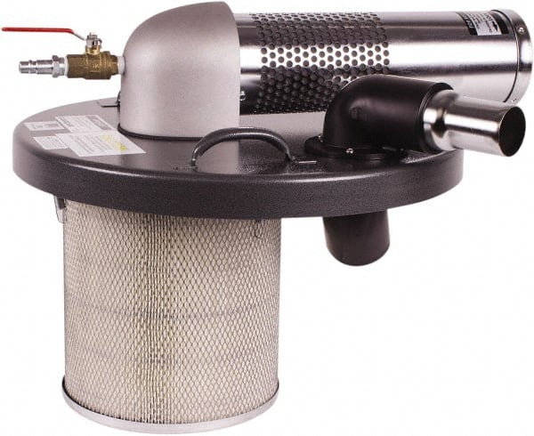 Guardair - Air Powered Wet/Dry Drum Vacuum Head - 20' Hose Length, 1-1/2" Vacuum Hose Fitting, 105" Water Lift, Use with 1-1/2" Hoses - Exact Tooling