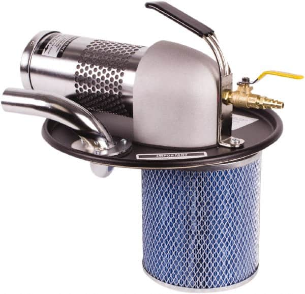 Guardair - Air Powered Wet/Dry Drum Vacuum Head - 10' Hose Length, 1-1/4" Vacuum Hose Fitting, 100" Water Lift, Use with 1-1/2" Hoses - Exact Tooling