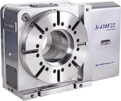 Samchully - 1 Spindle, 518mm Horizontal & Vertical Rotary Table - 600 kg (1320 Lb) Max Horiz Load, 335mm Centerline Height, 264mm Through Hole - Exact Tooling