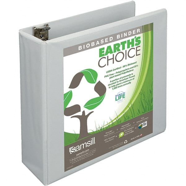 Samsill - 575 Sheet Capacity, 8-1/2 x 11", View Ring Binder - Polypropylene, White - Exact Tooling