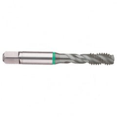 M22x2.5 6H 4-Flute Cobalt Green Ring Semi-Bottoming 40 degree Spiral Flute Tap-TiCN - Exact Tooling