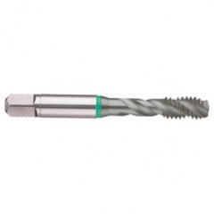 M18x2.5 6H 4-Flute Cobalt Green Ring Semi-Bottoming 40 degree Spiral Flute Tap-TiCN - Exact Tooling