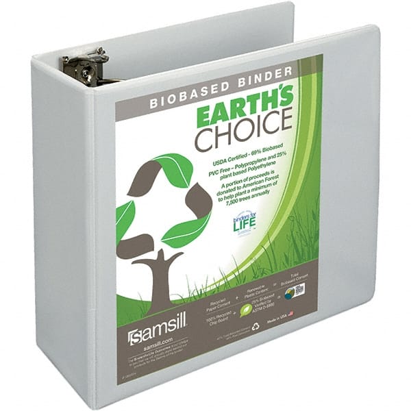 Samsill - 700 Sheet Capacity, 8-1/2 x 11", View Ring Binder - Polypropylene, White - Exact Tooling