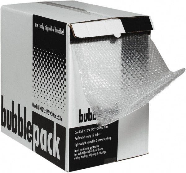 Made in USA - 50' Long x 24" Wide x 1/2" Thick, Bubble Roll - Clear - Exact Tooling