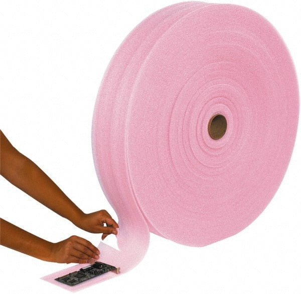 Made in USA - 6,600" Long x 12" Wide, Antistatic Foam Roll - Pink, Standard Grade - Exact Tooling