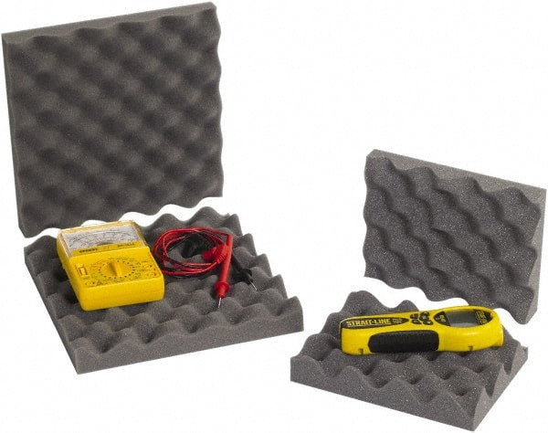 Made in USA - 24" Wide x 2" Thick, Convoluted Foam - Charcoal - Exact Tooling