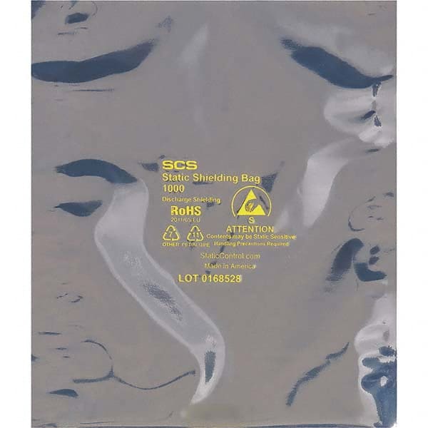 Made in USA - 10" Long x 6" Wide, 3.1 mil Thick, Open Top Static Shield Bag - Transparent, Metal-In, Standard Grade - Exact Tooling
