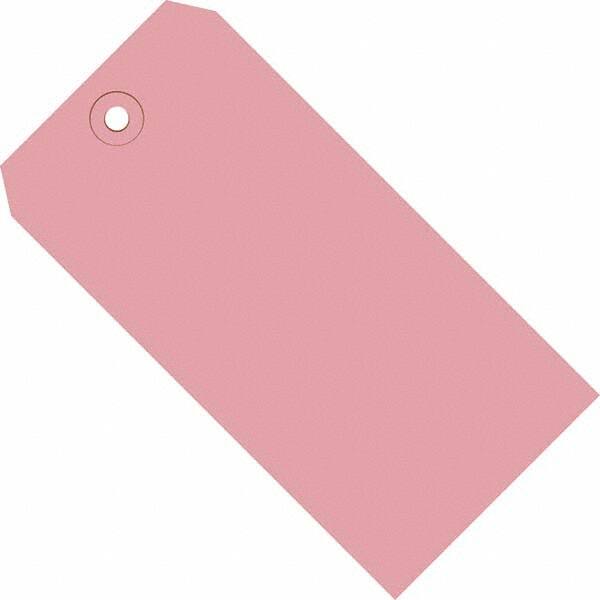 Made in USA - 3-3/4" High x 1-7/8" Long, Safety & Facility Blank Tag - Pink Cardstock - Exact Tooling
