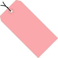 Made in USA - 5-1/4" High x 2-5/8" Long, Safety & Facility Blank Tag - Pink Cardstock - Exact Tooling