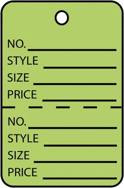 Made in USA - 1-3/4" High x 2-7/8" Long, General Information, English Safety & Facility Retail Tag - Green Cardstock - Exact Tooling