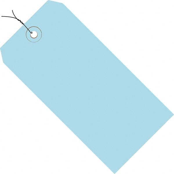 Made in USA - 5-1/4" High x 2-5/8" Long, Safety & Facility Blank Tag - Light Blue Cardstock - Exact Tooling