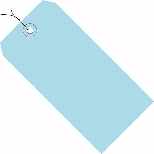 Made in USA - 2-3/4" High x 1-3/8" Long, Safety & Facility Blank Tag - Light Blue Cardstock - Exact Tooling