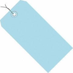 Made in USA - 2-3/4" High x 1-3/8" Long, Safety & Facility Blank Tag - Light Blue Cardstock - Exact Tooling