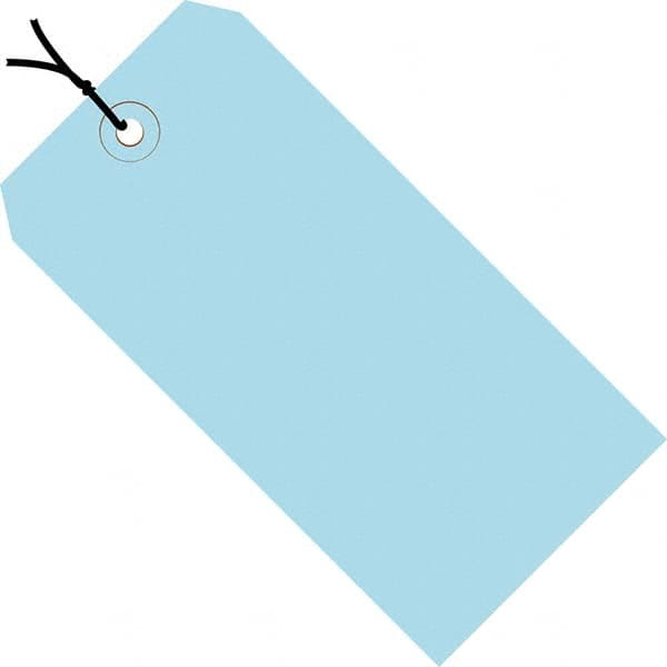 Made in USA - 6-1/4" High x 3-1/8" Long, Safety & Facility Blank Tag - Light Blue Cardstock - Exact Tooling