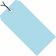 Made in USA - 5-1/4" High x 2-5/8" Long, Safety & Facility Blank Tag - Light Blue Cardstock - Exact Tooling