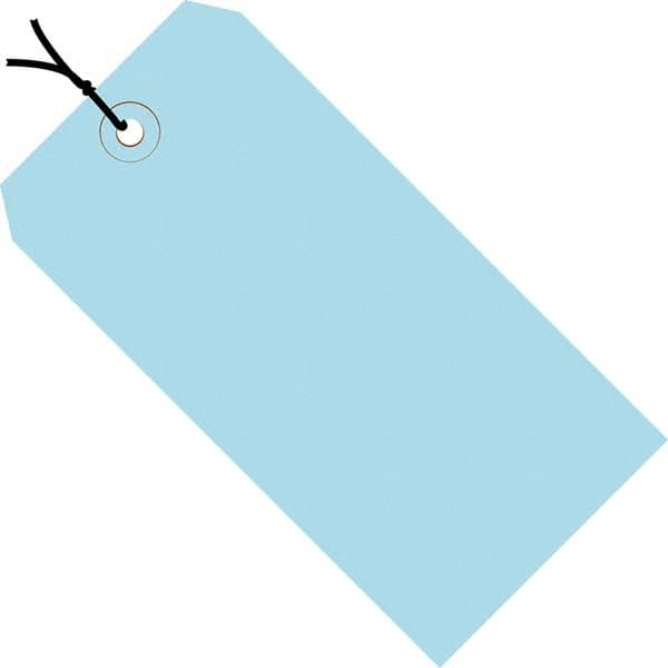 Made in USA - 2-3/4" High x 1-3/8" Long, Safety & Facility Blank Tag - Light Blue Cardstock - Exact Tooling