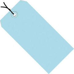 Made in USA - 3-3/4" High x 1-7/8" Long, Safety & Facility Blank Tag - Light Blue Cardstock - Exact Tooling