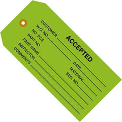 Made in USA - 4-3/4" High x 2-3/8" Long, ACCEPTED, English Safety & Facility Inspection Tag - Green Cardstock - Exact Tooling