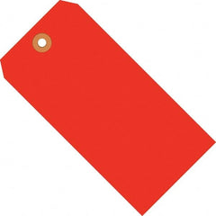 Made in USA - 4-1/4" High x 2-1/8" Long, Safety & Facility Blank Tag - Fluorescent Red Cardstock - Exact Tooling
