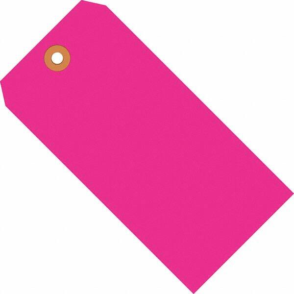Made in USA - 6-1/4" High x 3-1/8" Long, Safety & Facility Blank Tag - Fluorescent Pink Cardstock - Exact Tooling