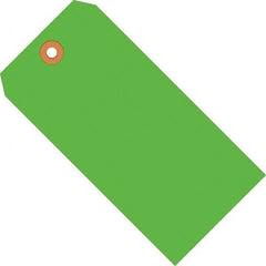 Made in USA - 5-1/4" High x 2-5/8" Long, Safety & Facility Blank Tag - Fluorescent Green Cardstock - Exact Tooling