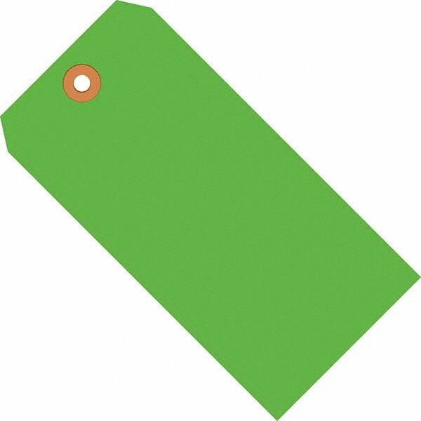 Made in USA - 3-3/4" High x 1-7/8" Long, Safety & Facility Blank Tag - Fluorescent Green Cardstock - Exact Tooling
