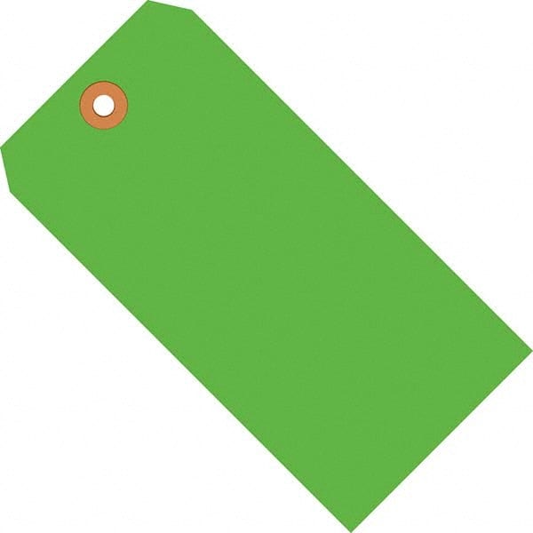 Made in USA - 2-3/4" High x 1-3/8" Long, Safety & Facility Blank Tag - Fluorescent Green Cardstock - Exact Tooling
