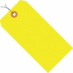 Made in USA - 5-3/4" High x 2-7/8" Long, Safety & Facility Blank Tag - Fluorescent Yellow Cardstock - Exact Tooling