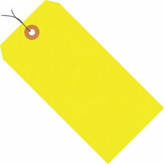 Made in USA - 4-3/4" High x 2-3/8" Long, Safety & Facility Blank Tag - Fluorescent Yellow Cardstock - Exact Tooling