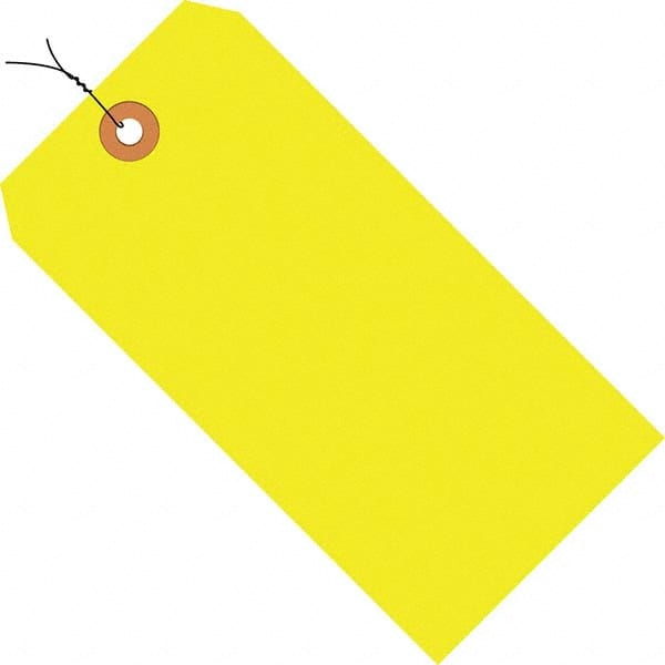 Made in USA - 2-3/4" High x 1-3/8" Long, Safety & Facility Blank Tag - Fluorescent Yellow Cardstock - Exact Tooling