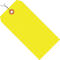 Made in USA - 2-3/4" High x 1-3/8" Long, Safety & Facility Blank Tag - Fluorescent Yellow Cardstock - Exact Tooling