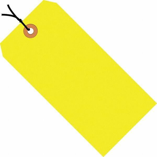 Made in USA - 5-3/4" High x 2-7/8" Long, Safety & Facility Blank Tag - Fluorescent Yellow Cardstock - Exact Tooling